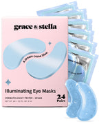 Under Eye Mask - Reduce Dark Circles, Puffy Eyes, Undereye Bags, Wrinkles - Gel Under Eye Patches, Vegan Cruelty-Free Self Care by grace and stella (24 Pairs, Gold)