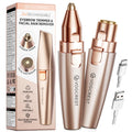 VG VOGCREST Eyebrow Facial Trimmer: 2 in1 Rechargeable Facial Hair Removal and Eyebrow Shaver - Face Lips Body Painless Facial Razor with Built-in LED Light (Rose Gold)
