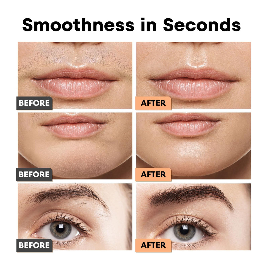 VG VOGCREST Eyebrow Facial Trimmer: 2 in1 Rechargeable Facial Hair Removal and Eyebrow Shaver - Face Lips Body Painless Facial Razor with Built-in LED Light (Rose Gold)