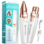 VG VOGCREST Eyebrow Facial Trimmer: 2 in1 Rechargeable Facial Hair Removal and Eyebrow Shaver - Face Lips Body Painless Facial Razor with Built-in LED Light (Rose Gold)