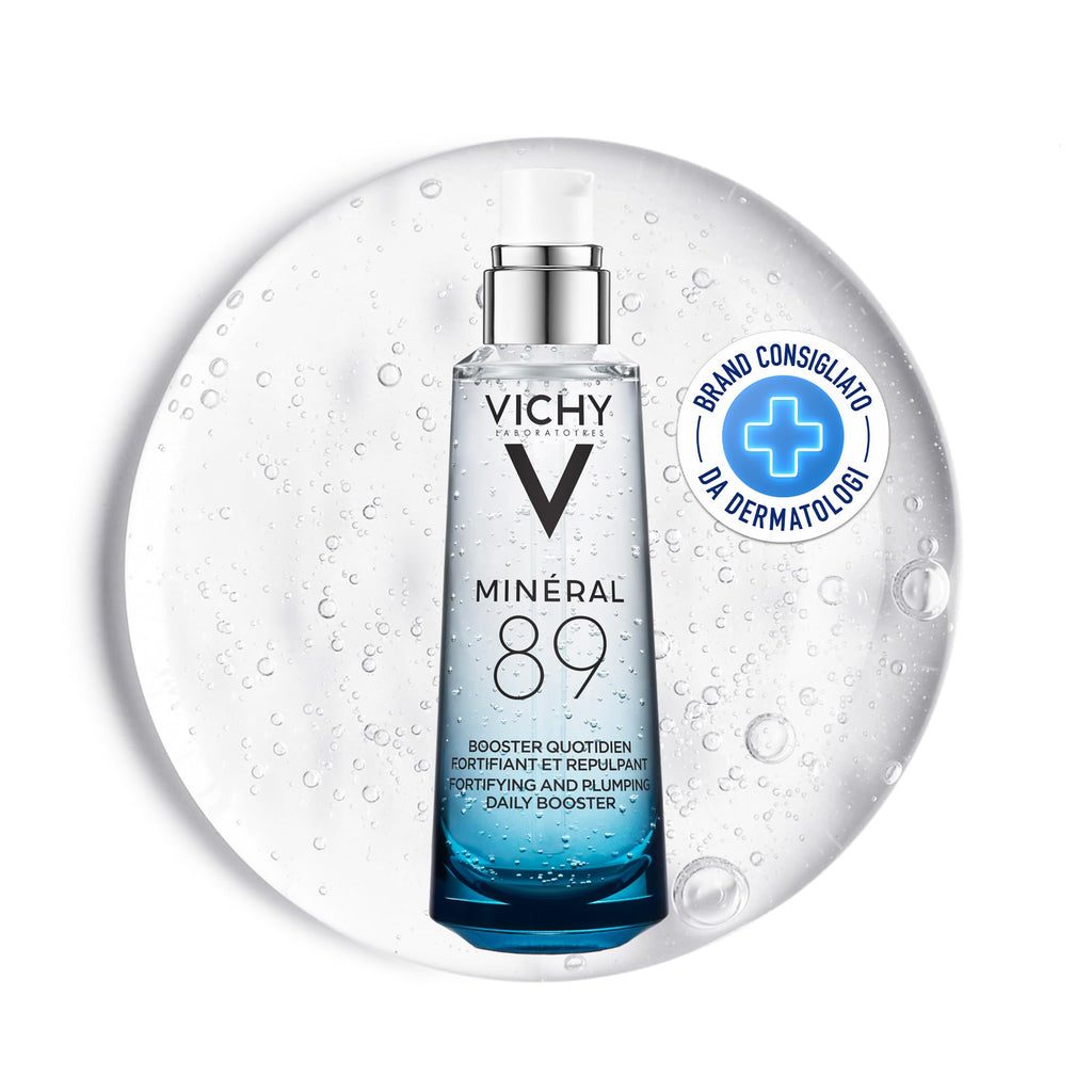 Vichy Min'eral 89 Hyaluronic Acid Daily Hydrating Booster Serum, for All Skin Types, with Polyglutamic Acid, Lightweight Watery Gel Texture, Hypoallergenic, 75ml - Damaged Box