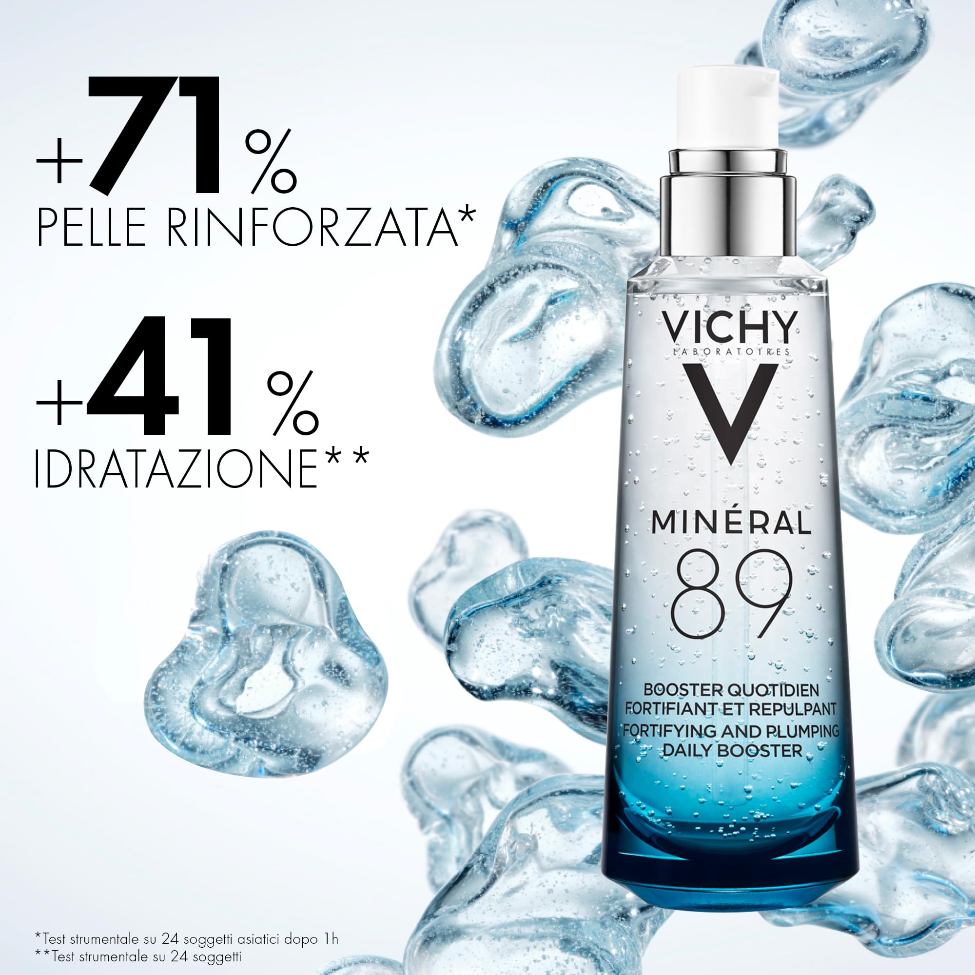 Vichy Min'eral 89 Hyaluronic Acid Daily Hydrating Booster Serum, for All Skin Types, with Polyglutamic Acid, Lightweight Watery Gel Texture, Hypoallergenic, 75ml - Damaged Box