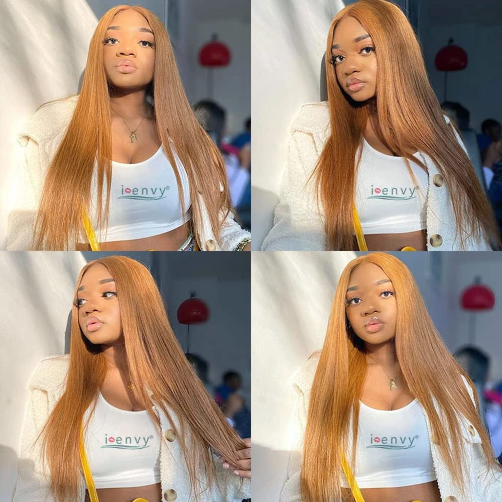 Tuheerst Straight Human Hair Bundles #30 Light Brown Color Doubles Weft Weave 3 Bundles Total 150g Unprocessed Human Hair Extension For Women 18 20 22 Inch - Damaged Box