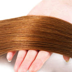 Tuheerst Straight Human Hair Bundles #30 Light Brown Color Doubles Weft Weave 3 Bundles Total 150g Unprocessed Human Hair Extension For Women 18 20 22 Inch - Damaged Box
