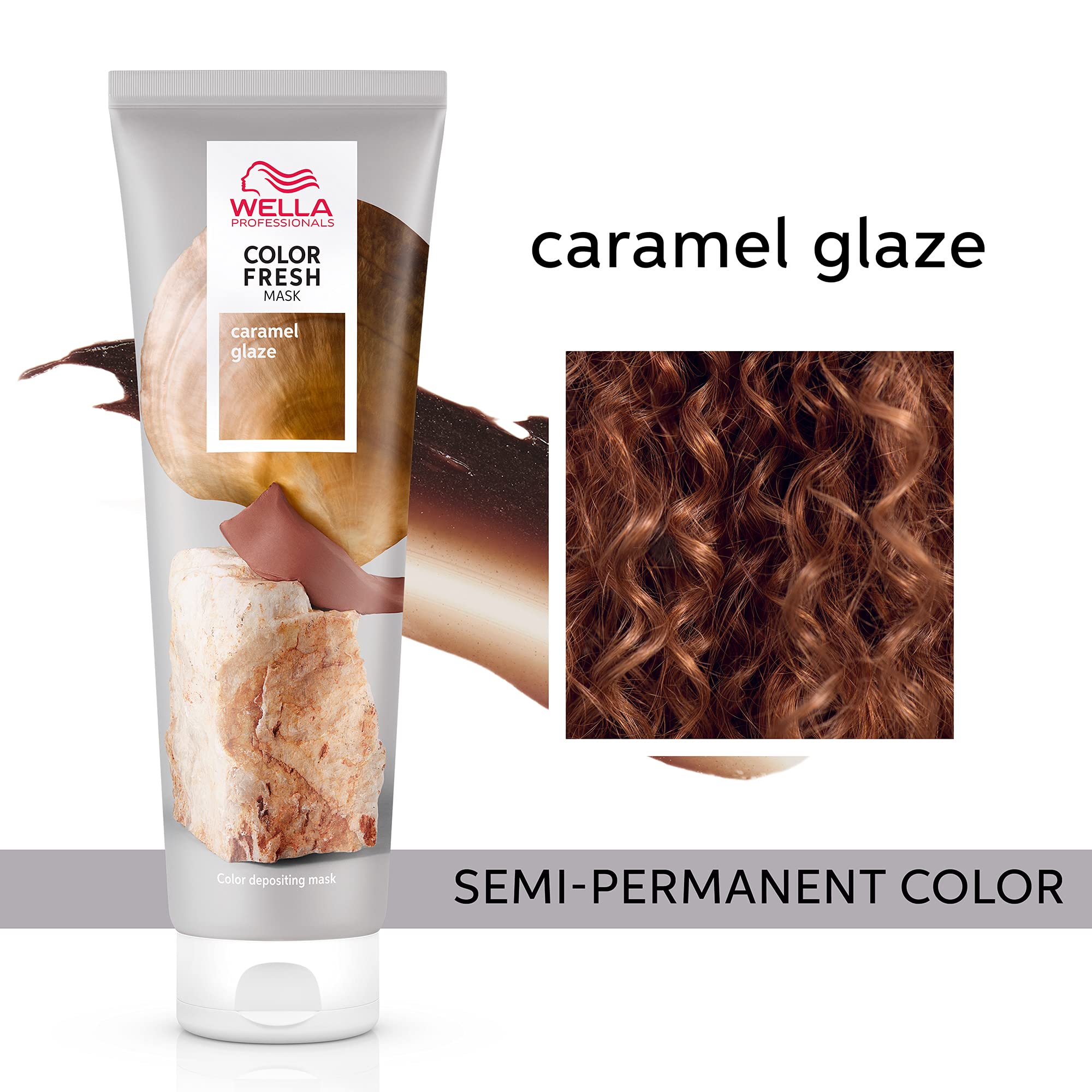 Wella Professional Color Fresh Mask | Temporary Color Refresh Treatment |Semi-Permanent Hair Dye | Wash Out Colour |150ml | Caramel Glaze - Damaged Box