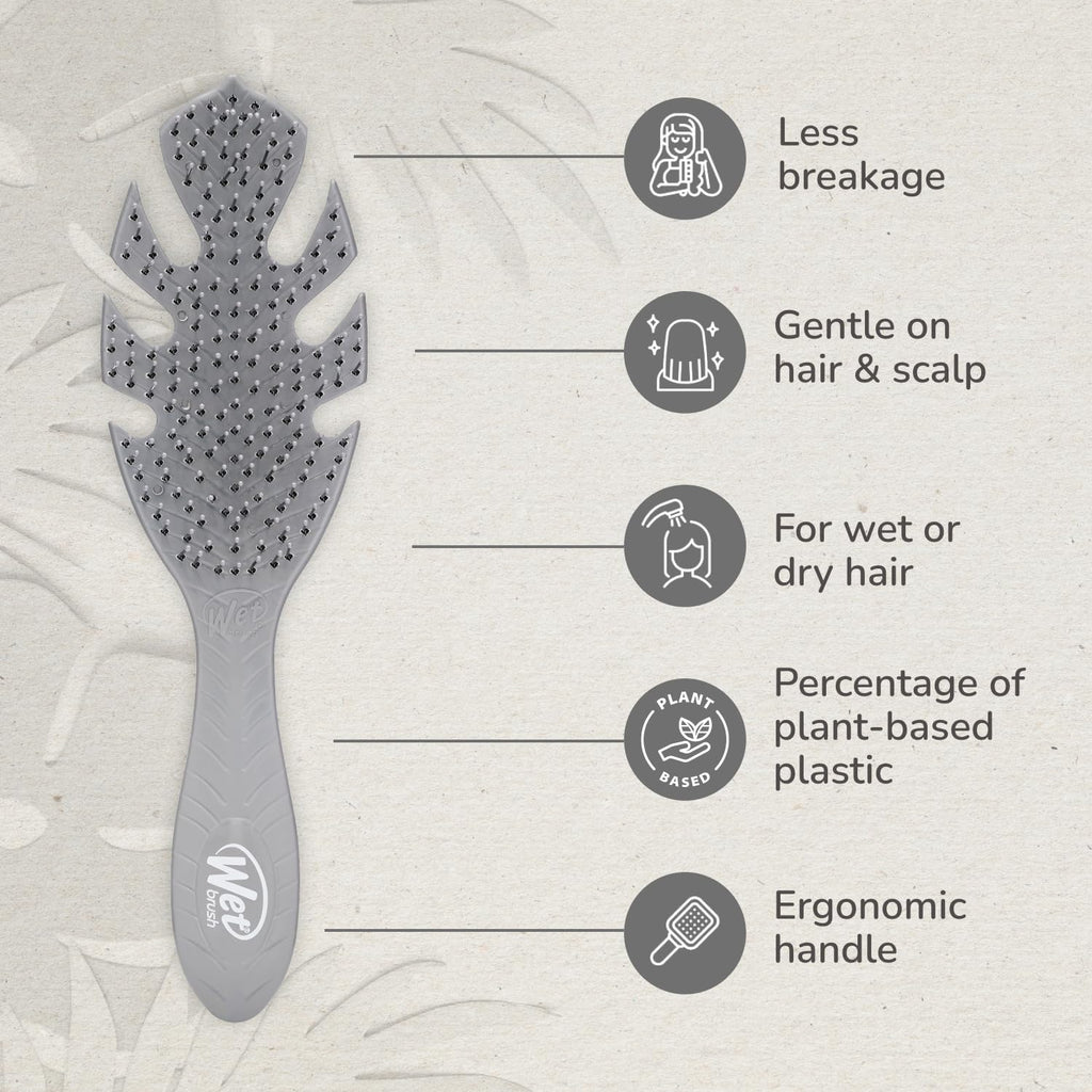 WetBrush Go Green Detangler Hairbrush with Ultra Soft Intelliflex Bristles to Gently Separate Knots With Ease, Wet Brush Detangler Is Gentle on Hair, Plant Based, Suitable For All Hair Types, Grey - Damaged Box