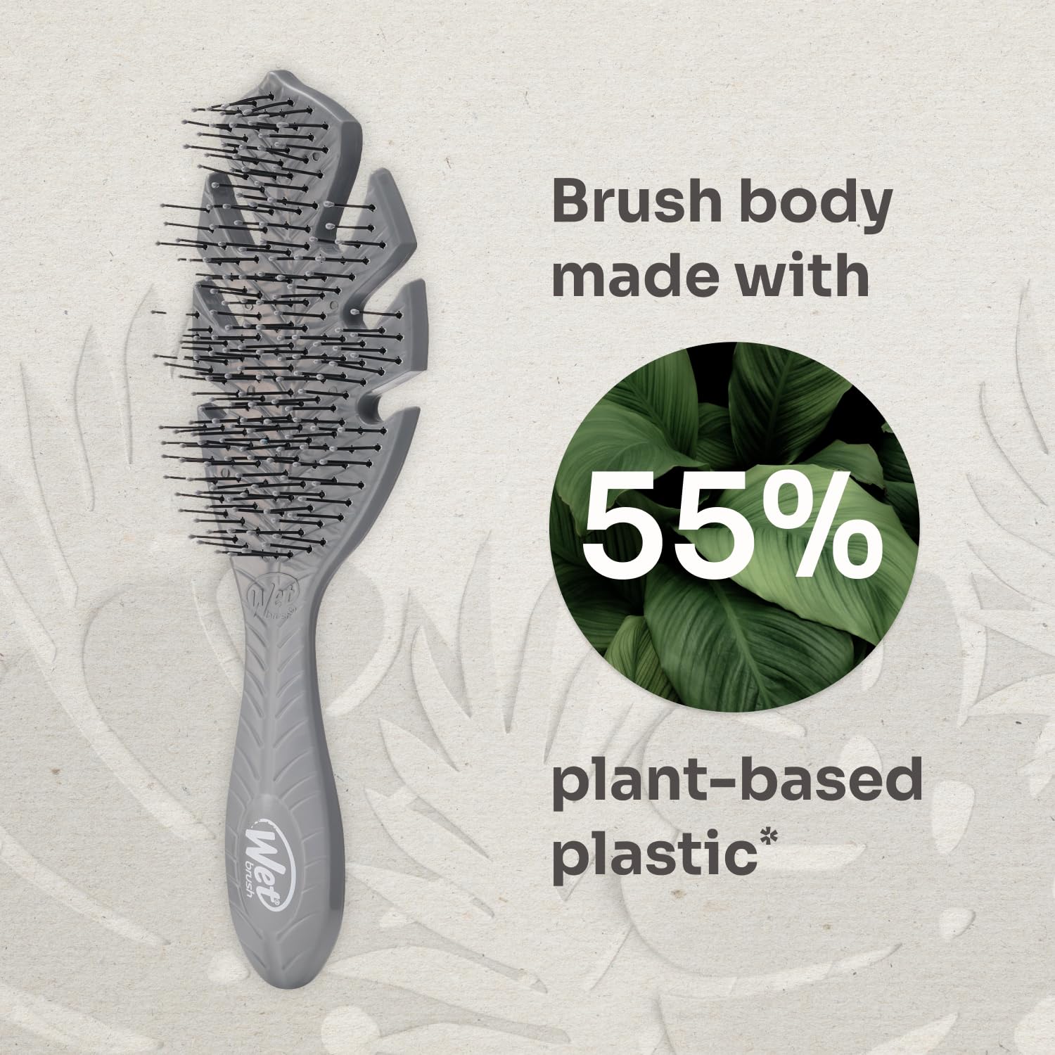 WetBrush Go Green Detangler Hairbrush with Ultra Soft Intelliflex Bristles to Gently Separate Knots With Ease, Wet Brush Detangler Is Gentle on Hair, Plant Based, Suitable For All Hair Types, Grey - Damaged Box