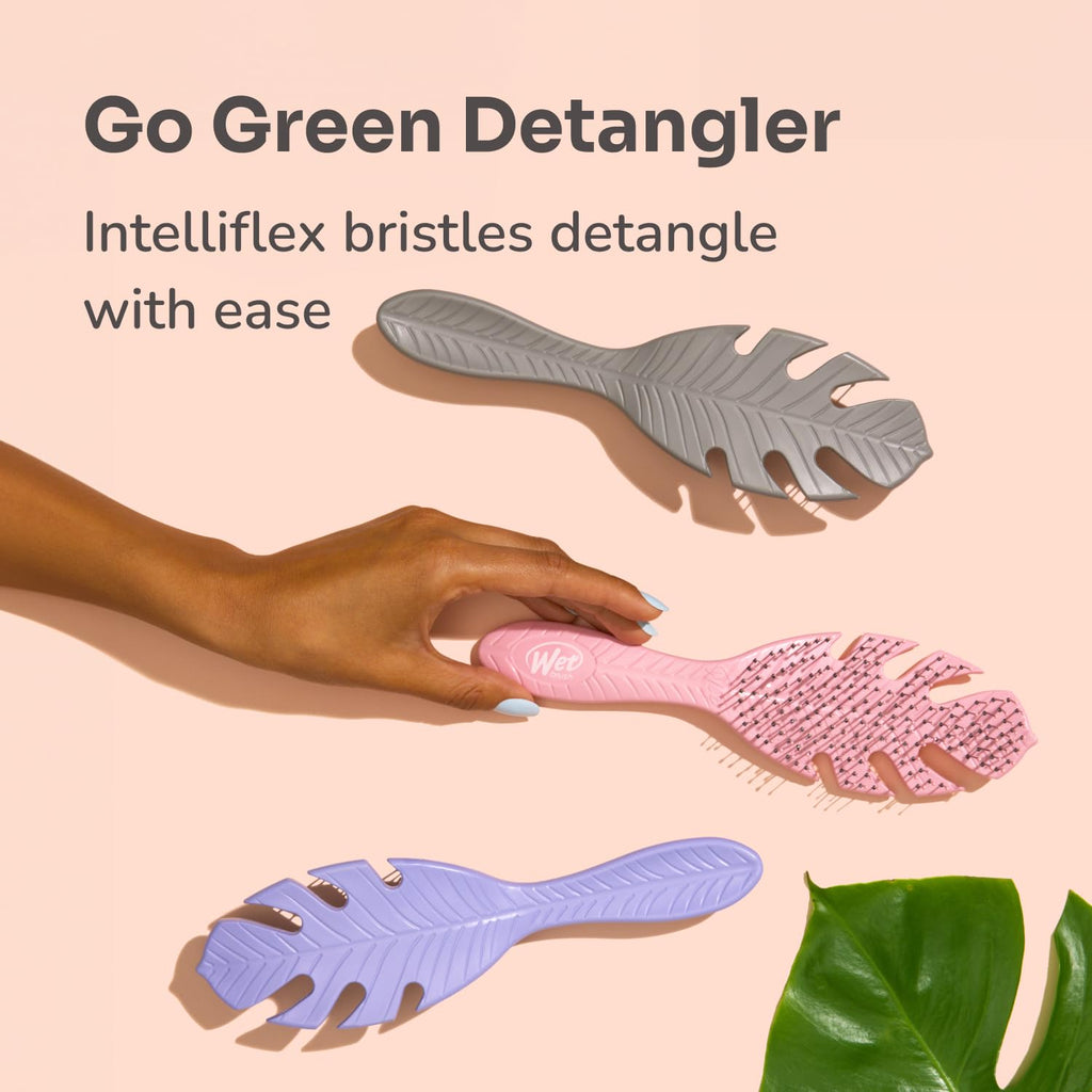 WetBrush Go Green Detangler Hairbrush with Ultra Soft Intelliflex Bristles to Gently Separate Knots With Ease, Wet Brush Detangler Is Gentle on Hair, Plant Based, Suitable For All Hair Types, Grey - Damaged Box
