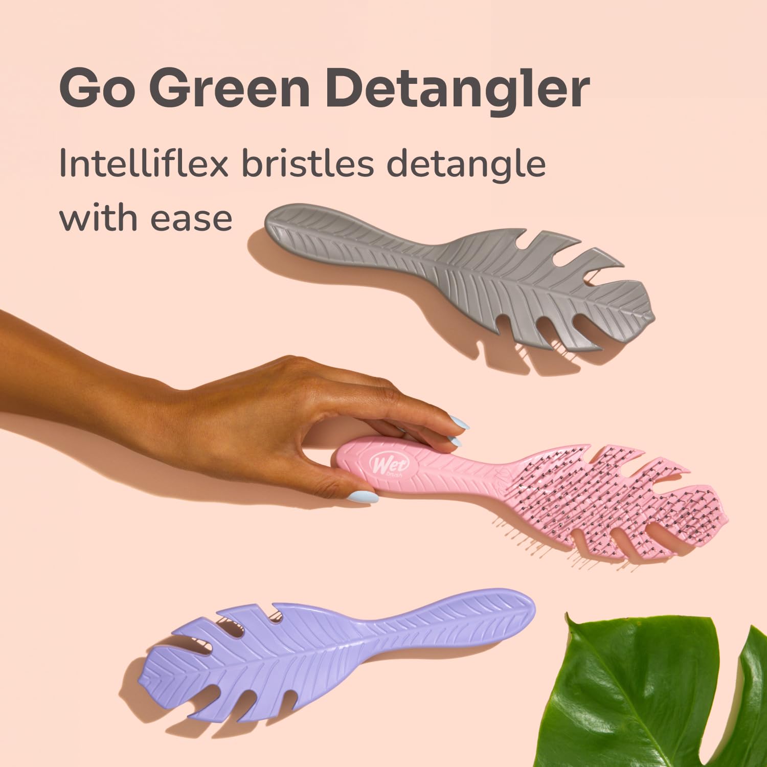 WetBrush Go Green Detangler Hairbrush with Ultra Soft Intelliflex Bristles to Gently Separate Knots With Ease, Wet Brush Detangler Is Gentle on Hair, Plant Based, Suitable For All Hair Types, Grey - Damaged Box