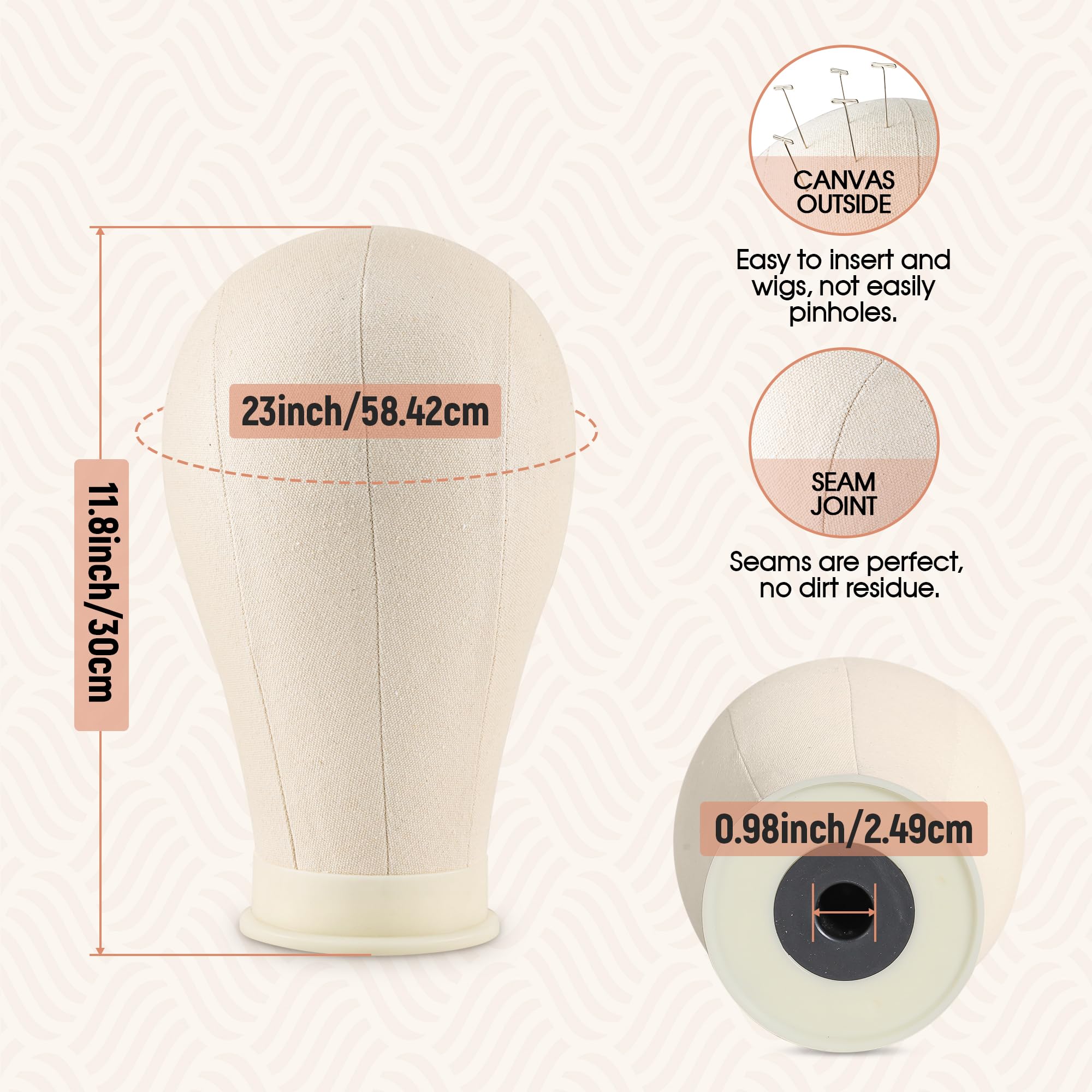 xnicx 23" Wig Head and Stand Set,Wig Stand Tripod with Foam Mannequin Head,Wigs Stands Head for Making,Display,Includes Caps Clips,T-Pins,C Needles,Carrying Bag,Brush(95-129cm)