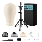 xnicx 23" Wig Head and Stand Set,Wig Stand Tripod with Foam Mannequin Head,Wigs Stands Head for Making,Display,Includes Caps Clips,T-Pins,C Needles,Carrying Bag,Brush(95-129cm)