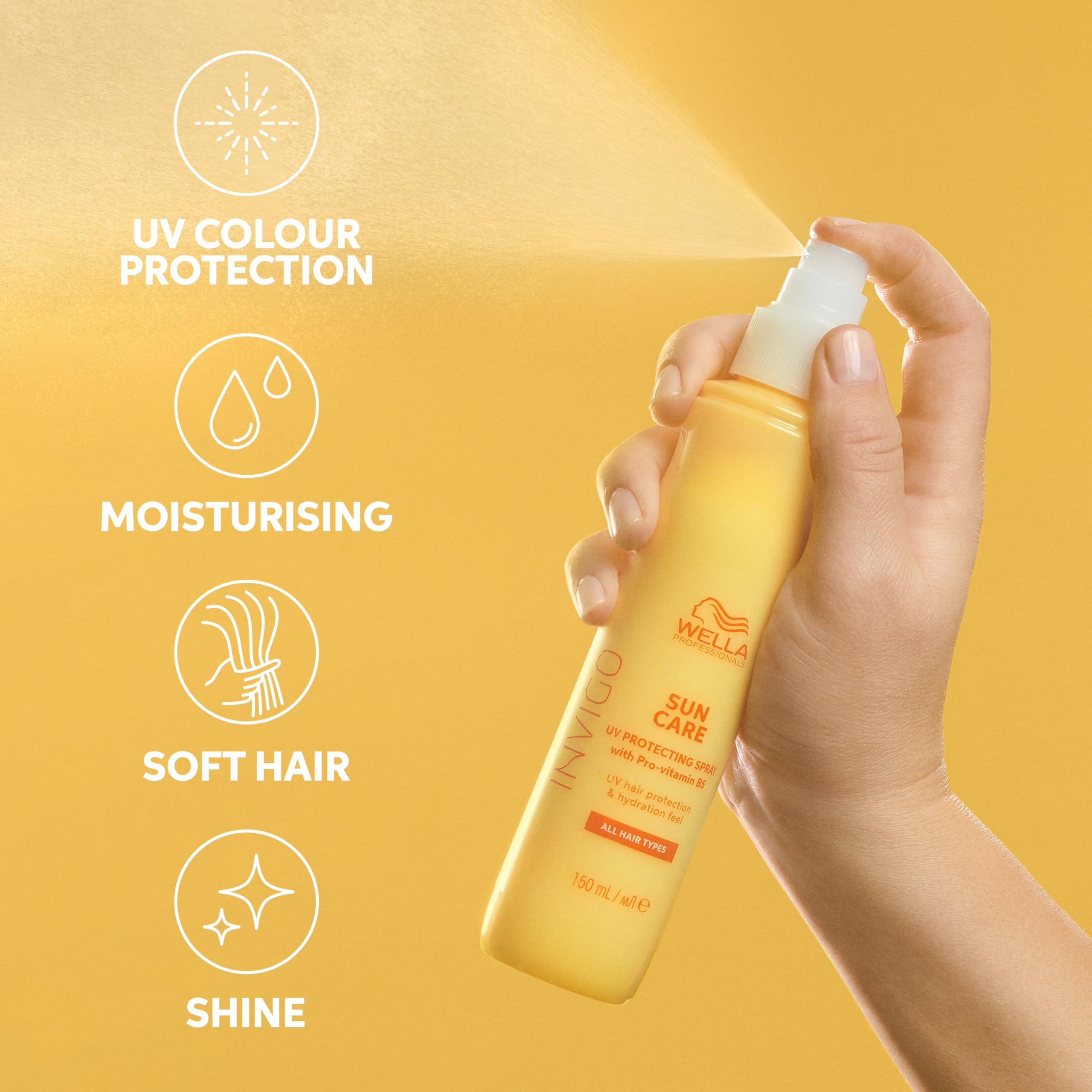 Wella Professionals Invigo Sun Care UV Hair Colour Protection Spray - Hydrating Heat Defence Spray For Hair Provides UV Protection - Perfect for Holiday & Travel (150ml)