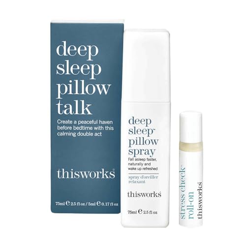 This Works Deep Sleep Pillow Talk Kit - Gift Set with Deep Sleep Pillow Spray 75 ml and Stress Check Roll On 5 ml - Self Care and Sleep Gifts for Women