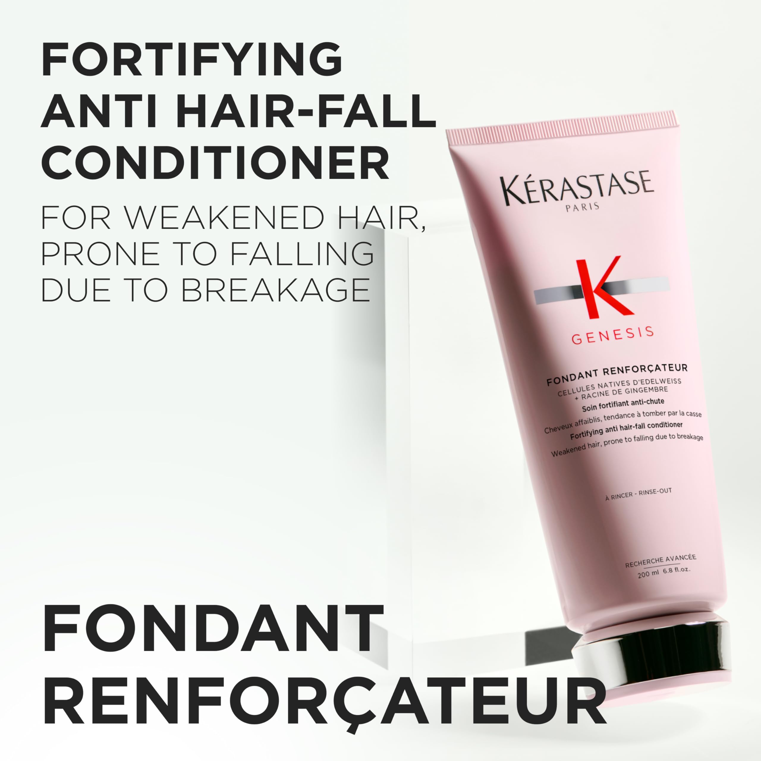 K'erastase Genesis, Moisturising and Hydrating Conditioner, For Hair Loss and Weakened Hair, Edelweiss Native Cells, Ginger Root and Aquaxyl, Fondant Reinforcateur, 200 ml