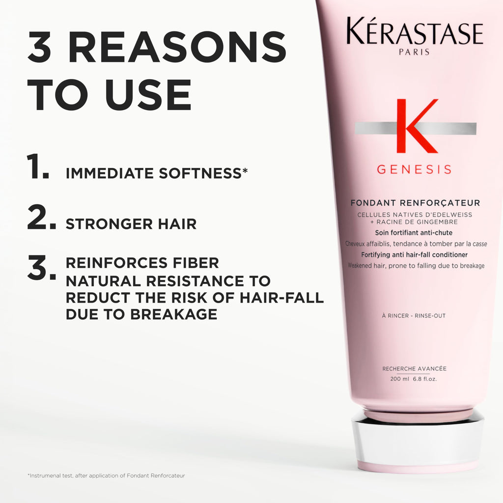 K'erastase Genesis, Moisturising and Hydrating Conditioner, For Hair Loss and Weakened Hair, Edelweiss Native Cells, Ginger Root and Aquaxyl, Fondant Reinforcateur, 200 ml