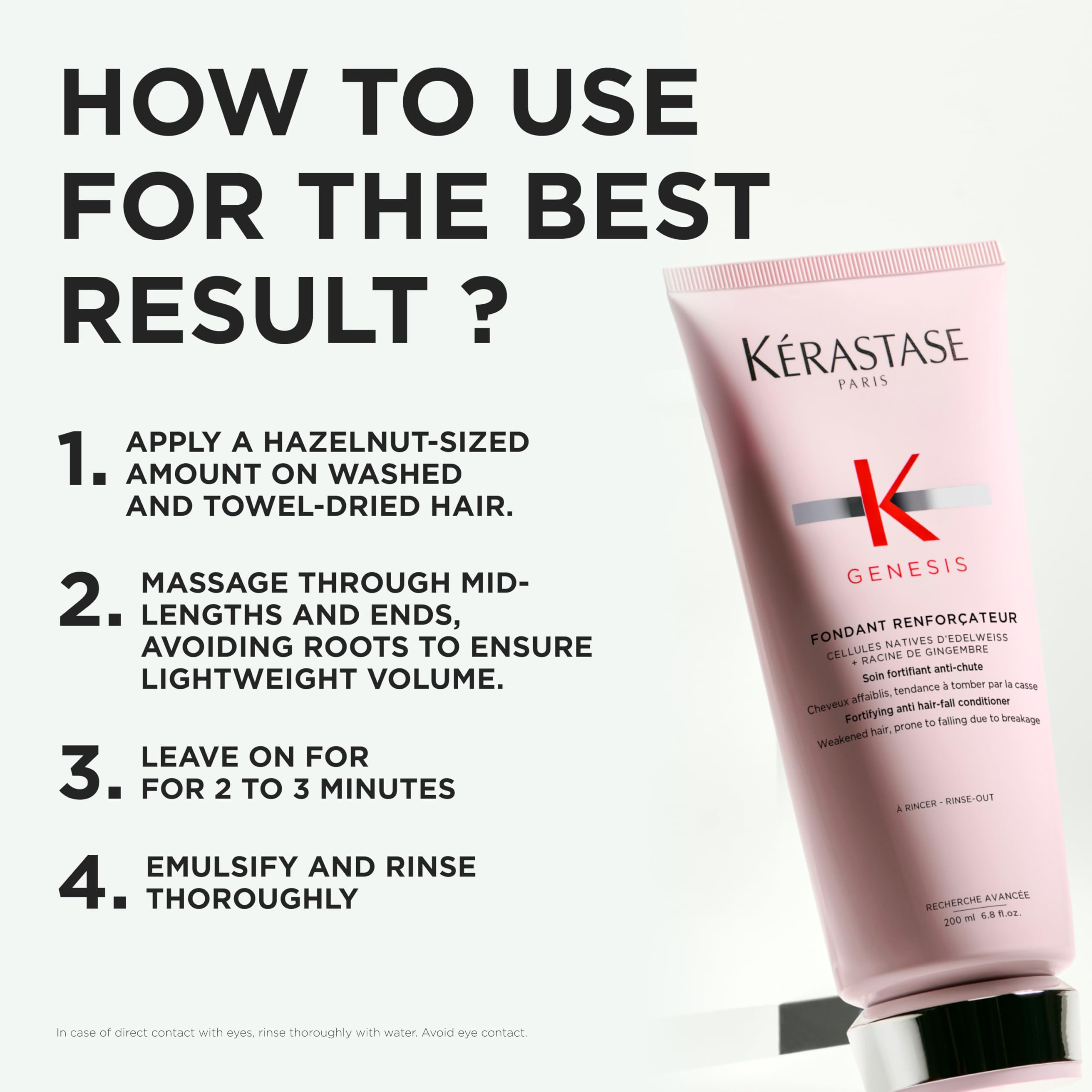 K'erastase Genesis, Moisturising and Hydrating Conditioner, For Hair Loss and Weakened Hair, Edelweiss Native Cells, Ginger Root and Aquaxyl, Fondant Reinforcateur, 200 ml