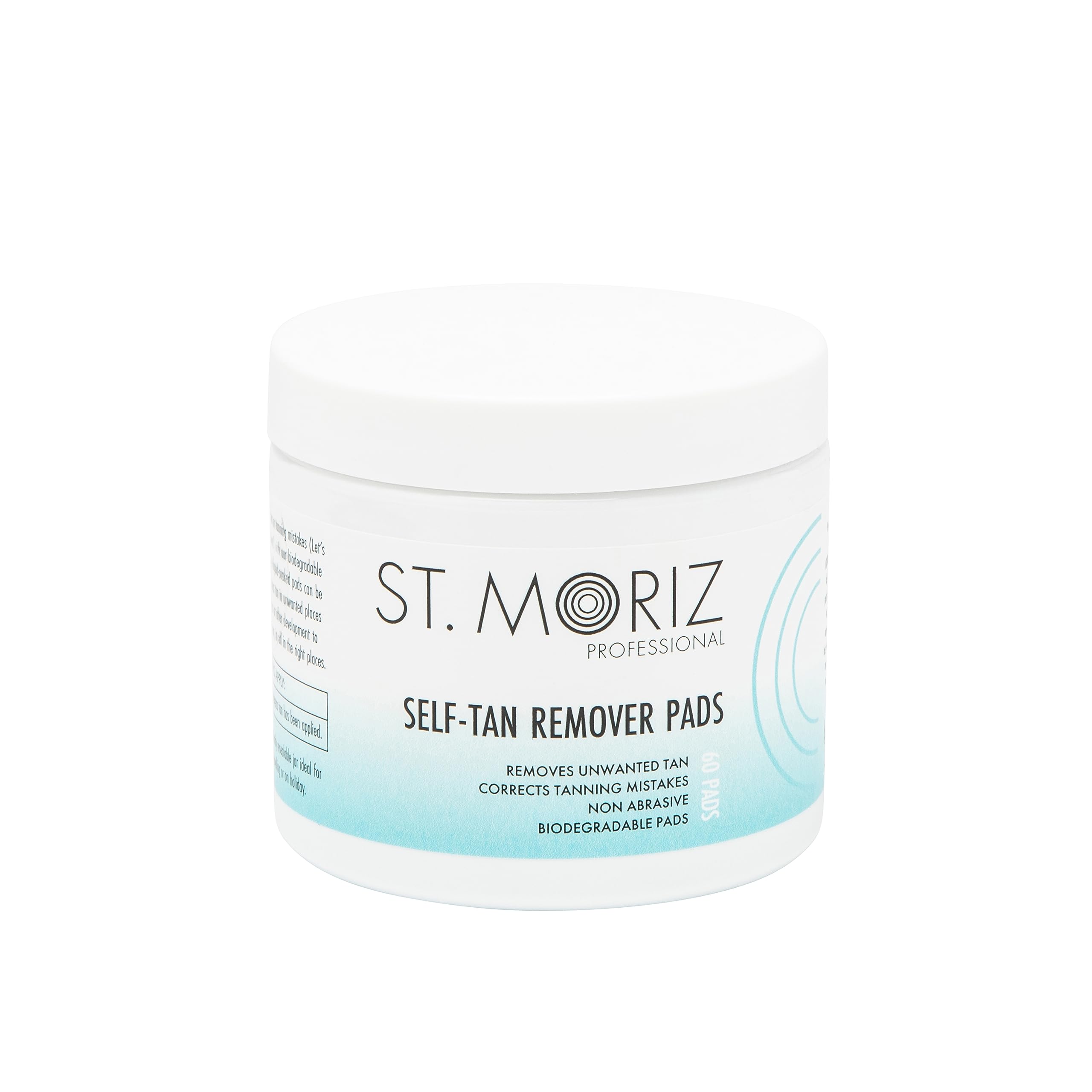 ST. MORIZ Professional Self Tan Remover Pads | Removes Unwanted Fake Tan Instantly | Corrects Tanning Mistakes | Rapid Fake Tan Remover | Dermatologically Tested & Kind to Skin | 60 Pads, White