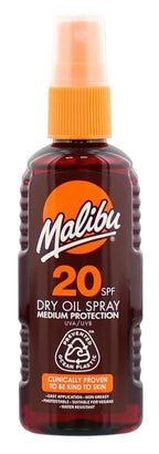 Malibu Sun SPF 20 Dry Oil Spray - Medium Protection - Water Resistant - 100ml Sunscreen Lotion - New