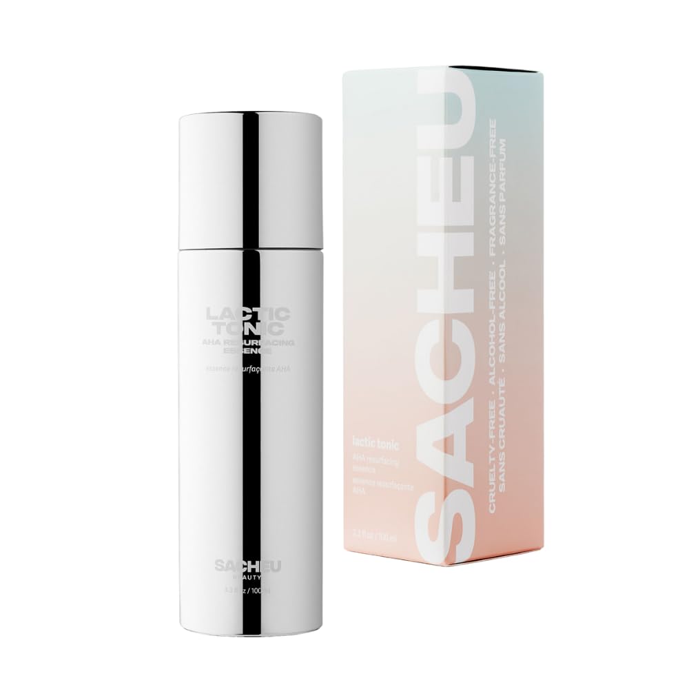 Sacheu Lactic Tonic - AHA Refreshing Essence - Exfoliating Toner with Hyaluronic Acid and Lactic Acid - Face Serum Helps Even Skin Tone and Texture - Cruelty and Fragrance Free - 100 ml