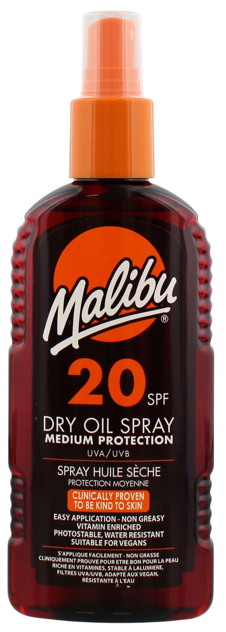 Malibu Sun SPF 20 Dry Oil Spray with Medium Protection, Water Resistant, 100ml
