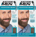 Just for men Moustache & Beard Dark Brown Dye, Eliminates Grey for a Thicker & Fuller Look M45