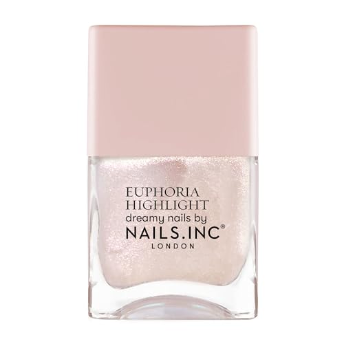 Nails Inc Euphoria Highlight, Magic Does Exist Pink Shimmer, No Chip, Long Lasting, Quick Dry, Air Dry, Professional Manicures & Pedicures, Fingernails & Toenails, Vegan Nail Polish, 14 ML