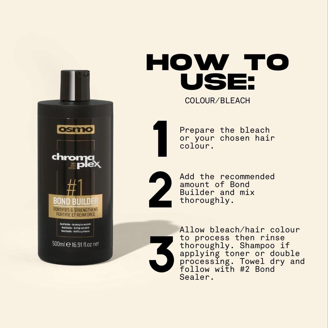OSMO CHROMAPLEXTM Bond Builder #1 | Step 1 Bond Repair System For Use with Bleach or Colour | Hair Strengthening Treatment | Reduces Chemical Breakage. 500ml