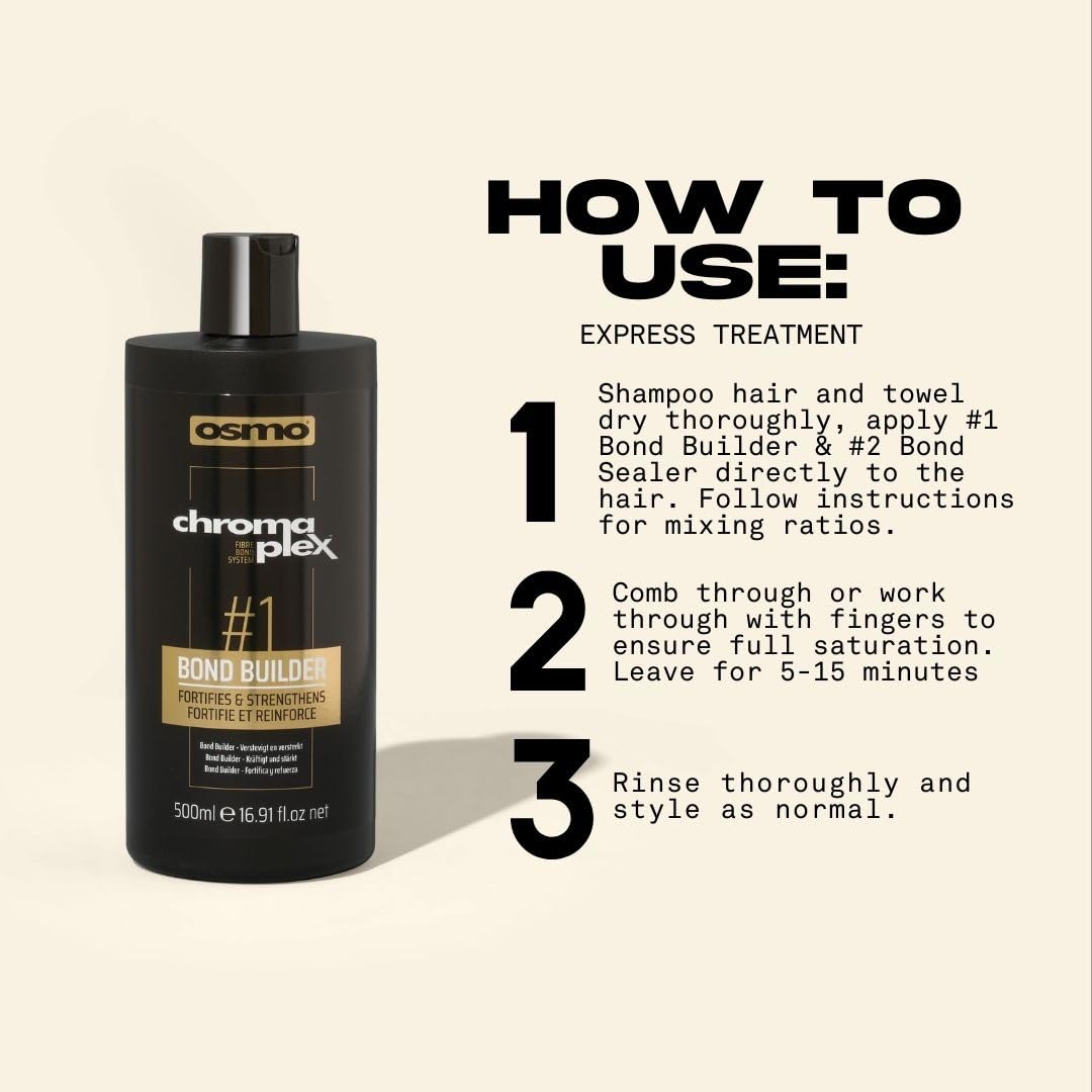 OSMO CHROMAPLEXTM Bond Builder #1 | Step 1 Bond Repair System For Use with Bleach or Colour | Hair Strengthening Treatment | Reduces Chemical Breakage. 500ml