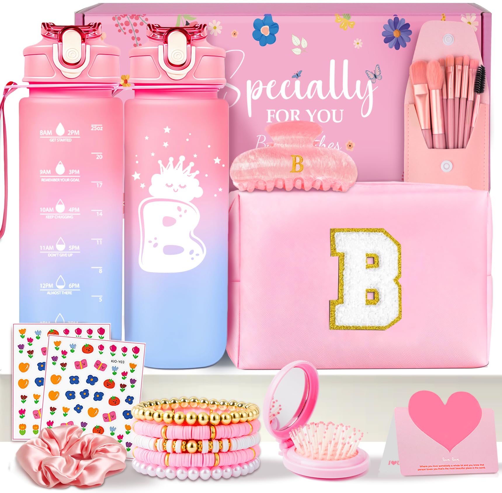 Personalised Graduation Gifts - Birthday Gifts for 4 5 6 7 8 9 10 11 12 Year Old Teenage Girls, Initial Teenage Girl Gifts - Preppy Stuff Cosmetic Bags Womens Stocking Filler Gifts (Pink M)