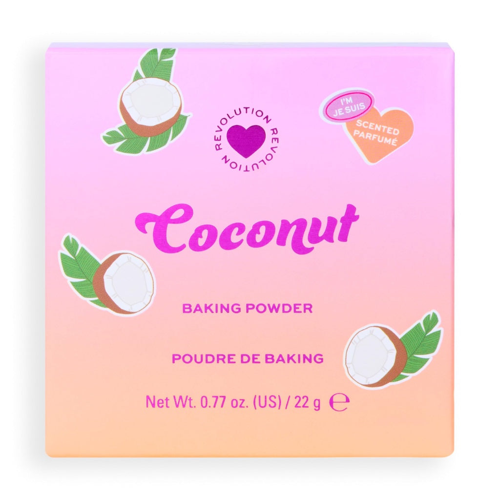I Heart Revolution Loose Baking Powder, Vitamin Infused with Skin-Loving Ingredients for a Soft, Airbrushed Finish, Vegan & Cruelty-Free, 30g, Coconut