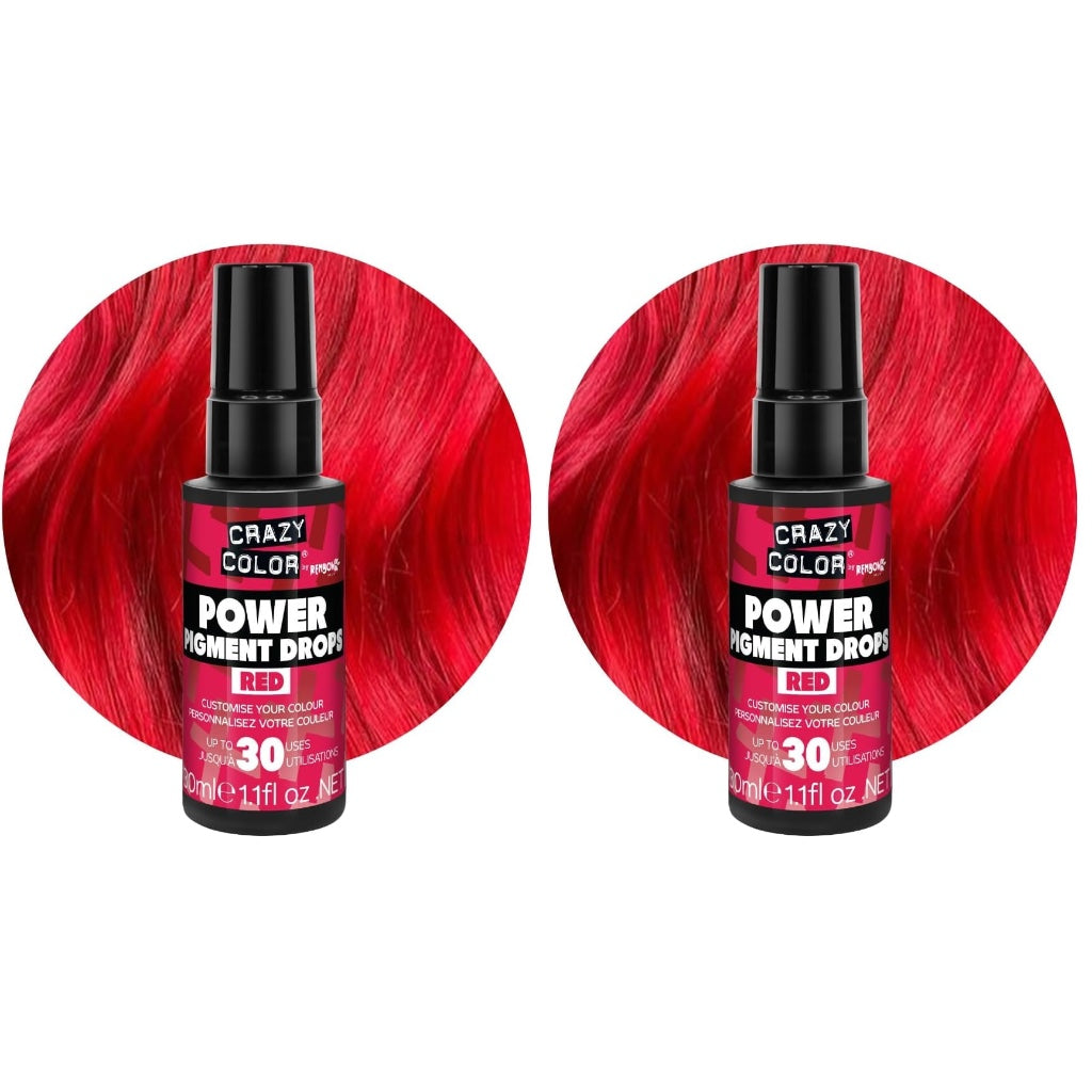 Crazy Color Red Power Pigments 30 Uses | Ultra Concentrated Pigments, Custom Toner & Semi-Permanent Dye from Home | Vegan Formula | No Bleach or Ammonia | 30ml