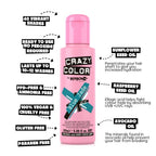Crazy Color Vibrant Blue Jade Semi-Permanent Hair Dye. Highly Pigmented Teal Aquamarine Conditioning & Oil Nourishing Vegan Formula | No Bleach or Ammonia | 100ml