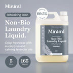Miniml Eco Laundry Liquid Washing Detergent 5L Refill - Natural Non Bio Fresh Linen Scented Clothes and Fabric Softener for Machine or Delicate Hand Cleaning - 100% Vegan & Cruelty Free (165 Washes)