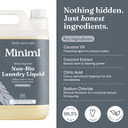 Miniml Eco Laundry Liquid Washing Detergent 5L Refill - Natural Non Bio Fresh Linen Scented Clothes and Fabric Softener for Machine or Delicate Hand Cleaning - 100% Vegan & Cruelty Free (165 Washes)