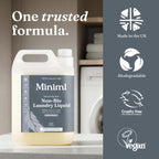 Miniml Eco Laundry Liquid Washing Detergent 5L Refill - Natural Non Bio Fresh Linen Scented Clothes and Fabric Softener for Machine or Delicate Hand Cleaning - 100% Vegan & Cruelty Free (165 Washes)