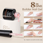 Modelones Builder Nail Gel 6 Colors, 8-in-ONE Pink Brown Builder Gel Set for Nails, Nail Strengthener Extension Color Gel Base Gel Builder Gel in a Bottle
