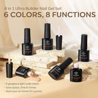 Modelones Builder Nail Gel 6 Colors, 8-in-ONE Pink Brown Builder Gel Set for Nails, Nail Strengthener Extension Color Gel Base Gel Builder Gel in a Bottle