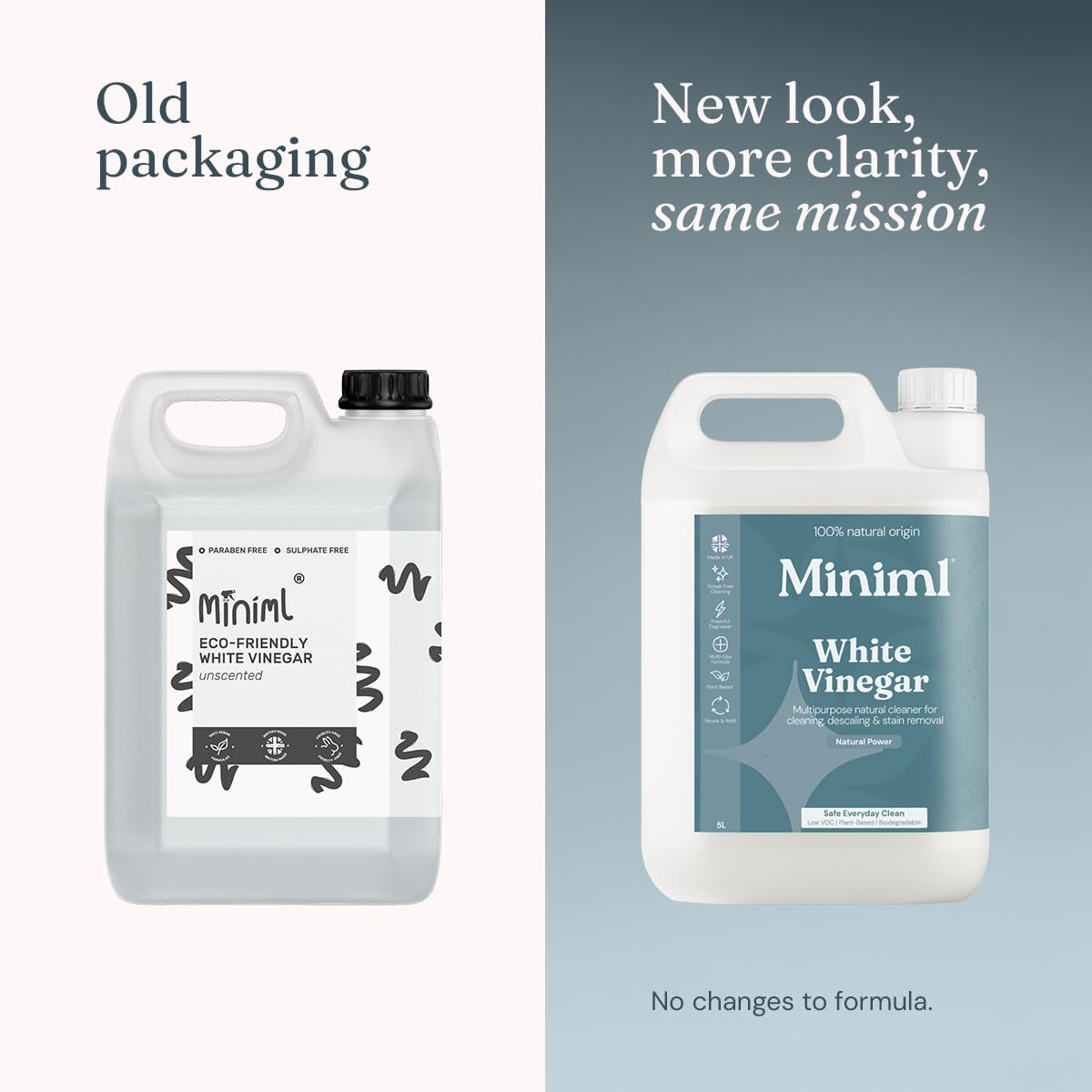 Miniml Eco White Vinegar Cleaning - All Natural Multi-Surface & Multi-Purpose Cleaner, Limescale Remover, Laundry Softener & More - 100% Vegan & Cruelty Free (5L (Pack of 1)