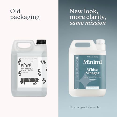 Miniml Eco White Vinegar Cleaning - All Natural Multi-Surface & Multi-Purpose Cleaner, Limescale Remover, Laundry Softener & More - 100% Vegan & Cruelty Free (5L (Pack of 1)