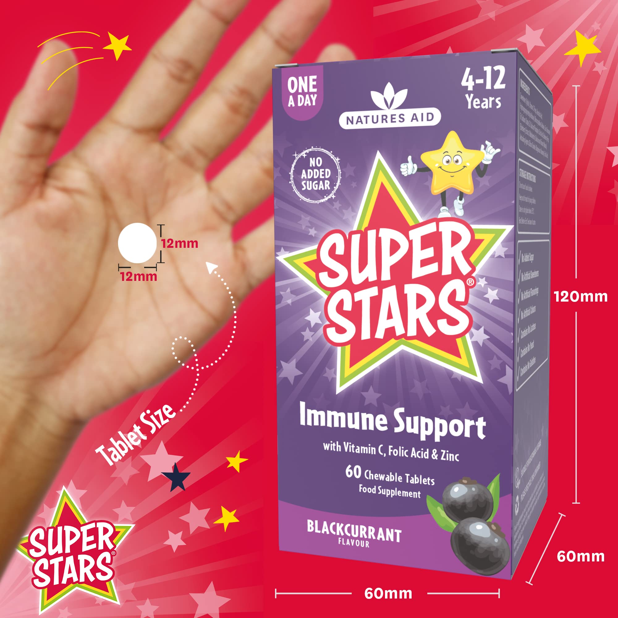 Natures Aid Super Stars Immune Support for Kids 150ml - Blackcurrant Flavour - Vitamin C D3 Zinc - Vegan, Sugar-Free, Gluten-Free - Non-GMO - Daily Immune Support Liquid Supplement