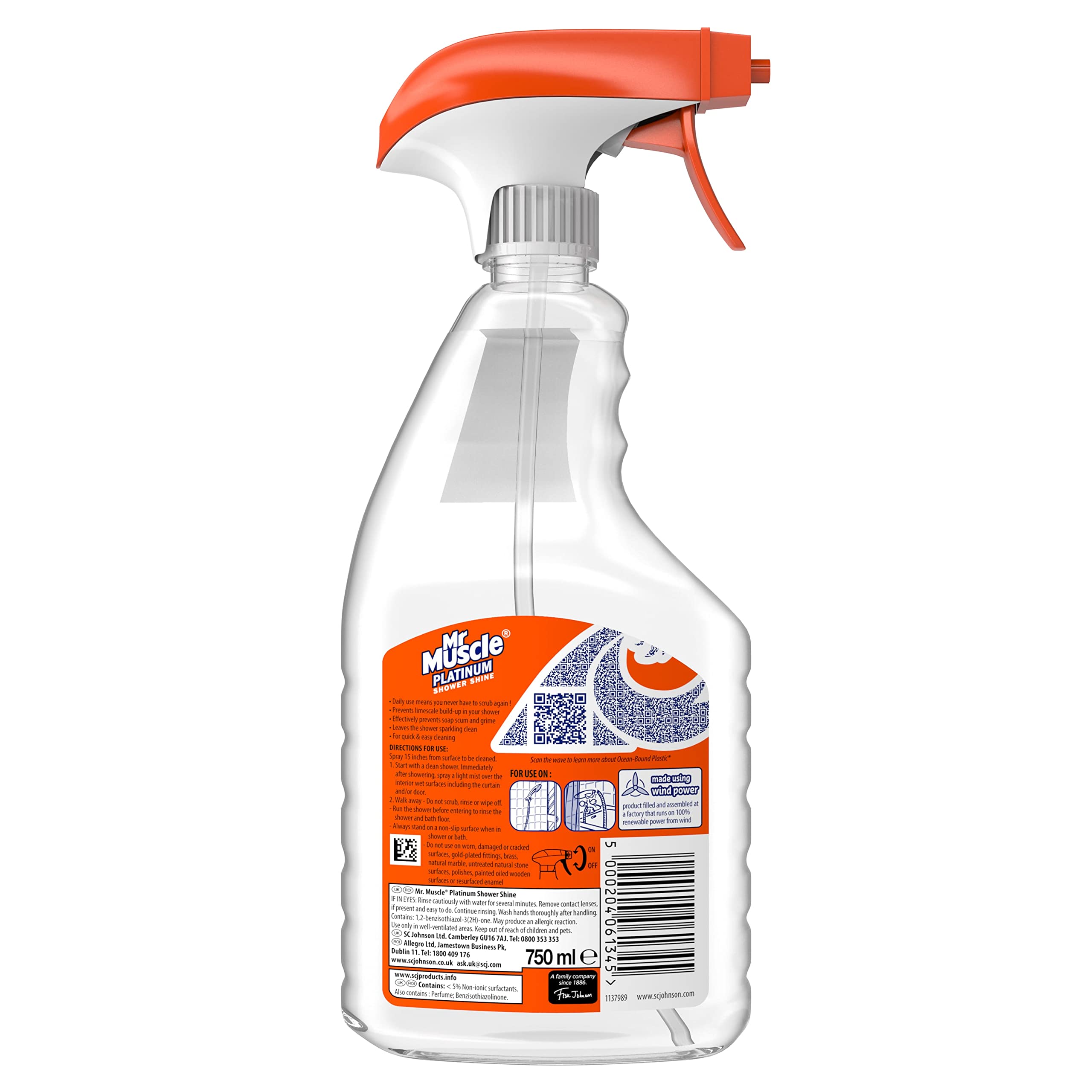 Mr Muscle Platinum Shower Shine Spray, Pack of 6 (6 x 750ml)