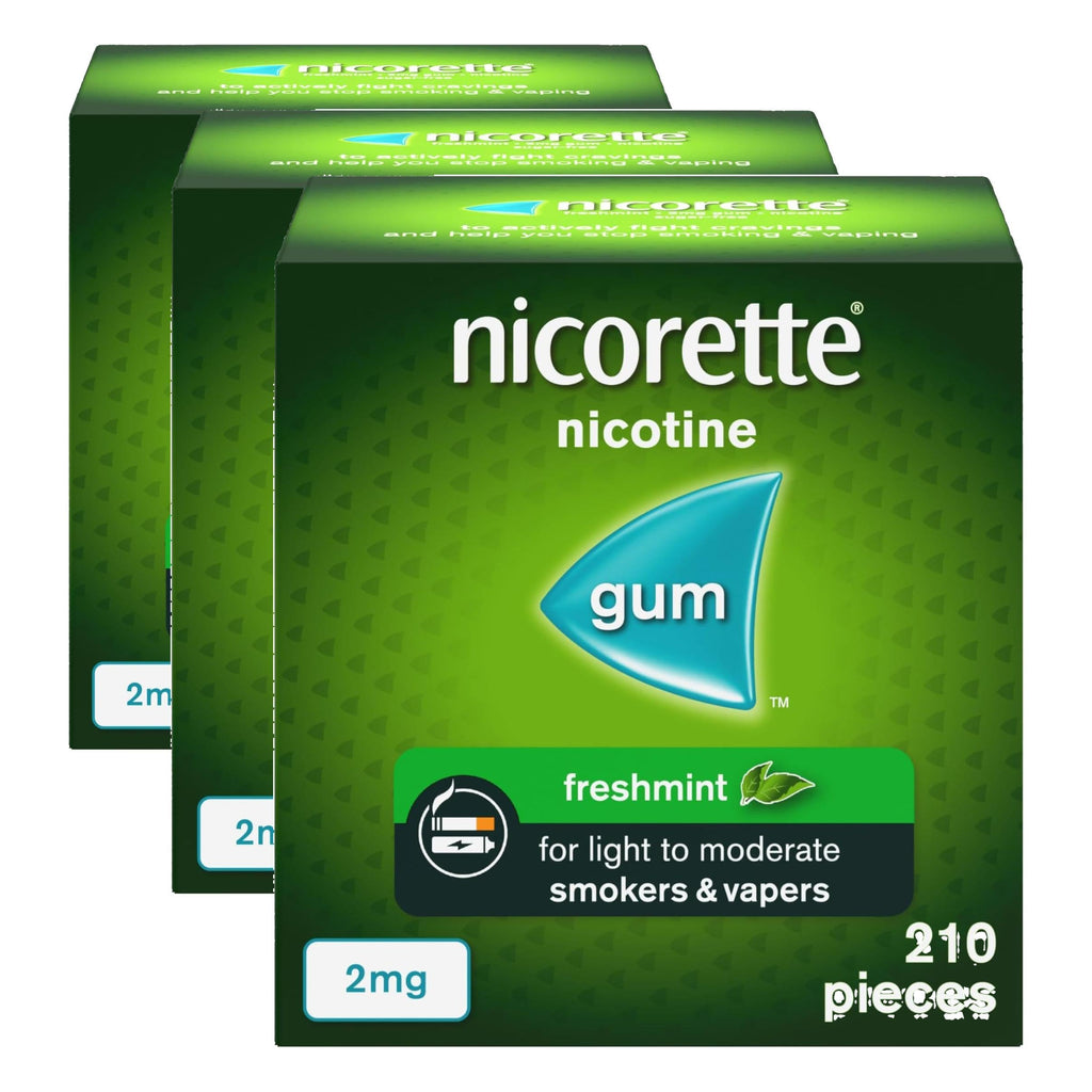 Nicorette Freshmint 2mg Gum (210 Pieces), Discreet Stop Smoking and Stop Vaping Aid to Help you Quit For Good, Tackle Cravings and Withdrawal Symptoms, Freshmint Nicotine Gum (Quit Smoking or Vaping) - Damaged Box - BBE 09/2028