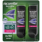 Nicorette QuickMist Mouthspray, Cool Berry (2 x 150 Sprays) Smoking or Vaping Cessation Aid, designed to start reducing cravings in 30 seconds (Quit Smoking or Quit Vaping Aid) - Damaged Box - BBE 03/2028