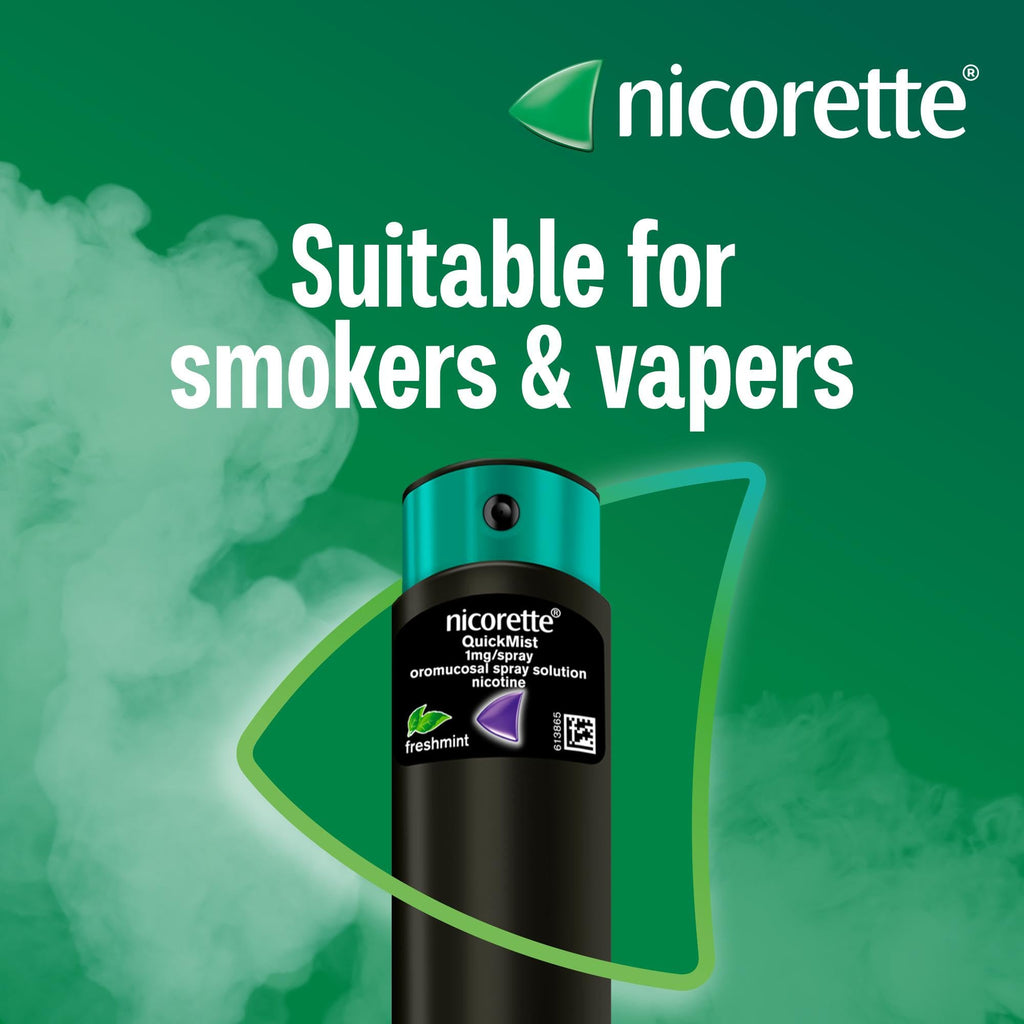 Nicorette QuickMist Mouthspray, Cool Berry (2 x 150 Sprays) Smoking or Vaping Cessation Aid, designed to start reducing cravings in 30 seconds (Quit Smoking or Quit Vaping Aid) - Damaged Box - BBE 03/2028