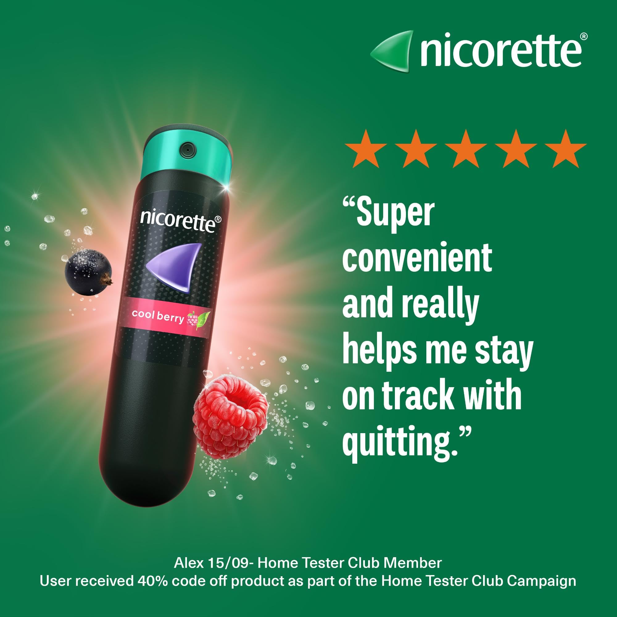 Nicorette QuickMist Mouthspray, Cool Berry (2 x 150 Sprays) Smoking or Vaping Cessation Aid, designed to start reducing cravings in 30 seconds (Quit Smoking or Quit Vaping Aid) - Damaged Box - BBE 03/2028
