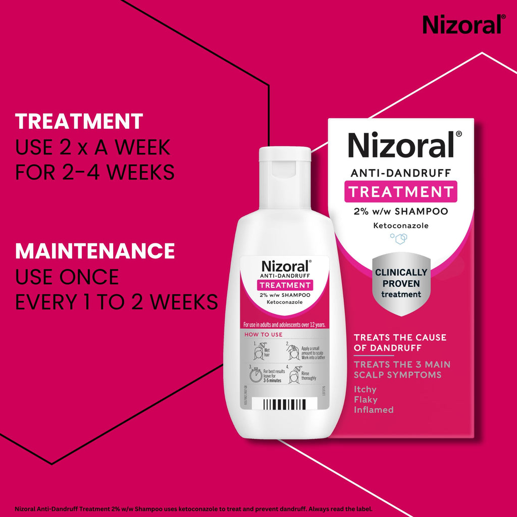 Nizoral Anti-Dandruff Treatment Shampoo, Treats and Prevents Dandruff, Clinically Proven to Control Itchy & Flaky Scalps, Contains Ketoconazole, 1 x 100ml - Damaged Box - BBE 11/2028