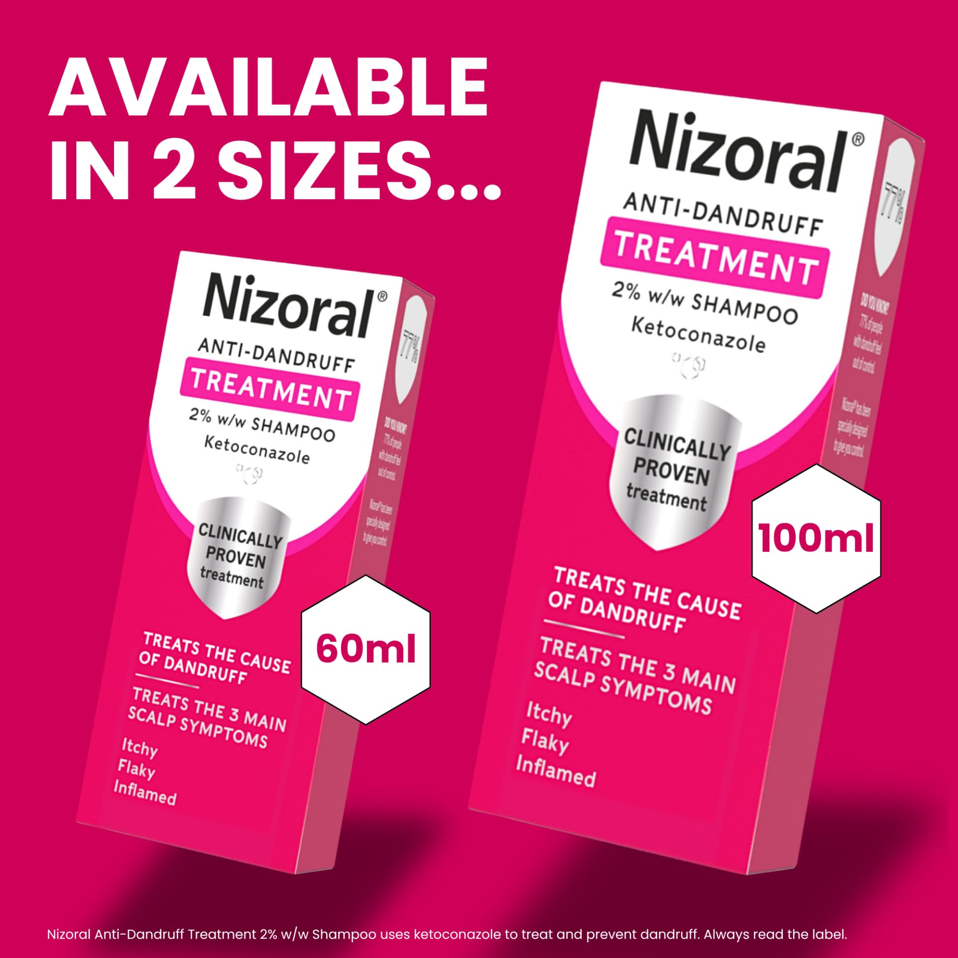 Nizoral Anti-Dandruff Treatment Shampoo, Treats and Prevents Dandruff, Clinically Proven to Control Itchy & Flaky Scalps, Contains Ketoconazole, 1 x 100ml - Damaged Box - BBE 11/2028