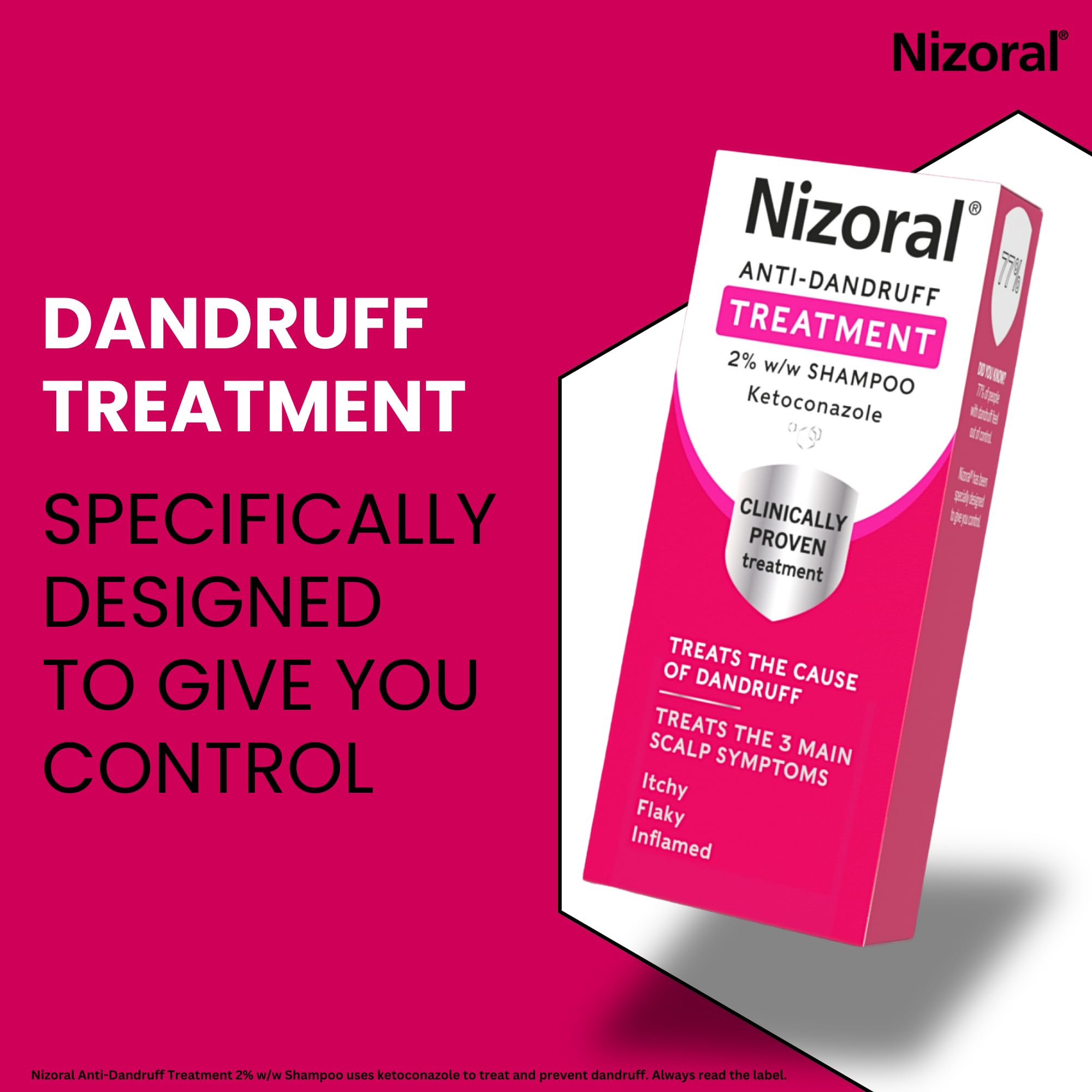 Nizoral Anti-Dandruff Treatment Shampoo, Treats and Prevents Dandruff, Clinically Proven to Control Itchy & Flaky Scalps, Contains Ketoconazole, 1 x 60ml - Damaged Box - BBE 11/2028