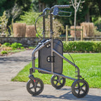 NRS Healthcare 3 Wheel Aluminium Ultra Lightweight 4.5kg (9.9lbs) Rollator Walking Aid with Bag & Lockable Brakes, Folding & Height Adjustable Walker, - Dark Silver - Damaged Box