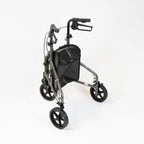 NRS Healthcare 3 Wheel Aluminium Ultra Lightweight 4.5kg (9.9lbs) Rollator Walking Aid with Bag & Lockable Brakes, Folding & Height Adjustable Walker, - Dark Silver - Damaged Box